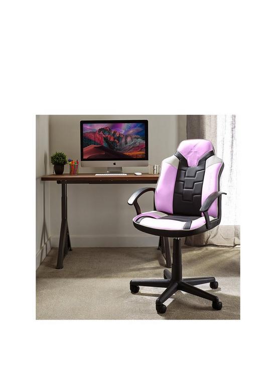 stillFront image of x-rocker-saturn-whitepinkgrey-mid-back-esport-gaming-chair