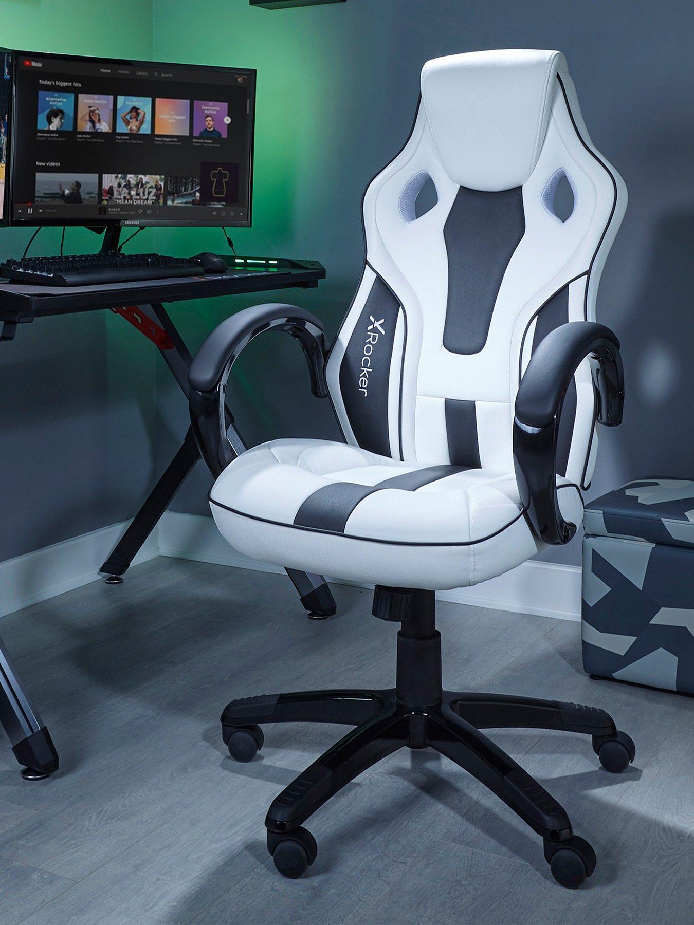 front image of x-rocker-maverick-whiteblack-pc-office-gaming-chair