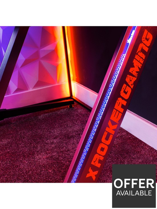 back image of x-rocker-lynx-aluminium-ultimate-gaming-desk-with-vibrant-rgb-led-side-lighting