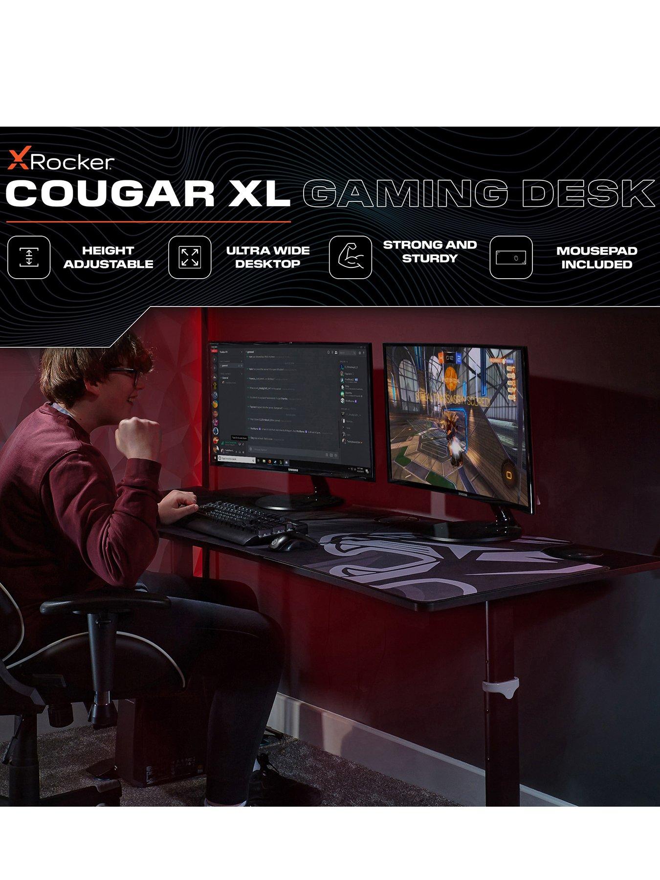  image of x-rocker-cougar-xl-esports-gaming-desk-with-manual-height-adjustment