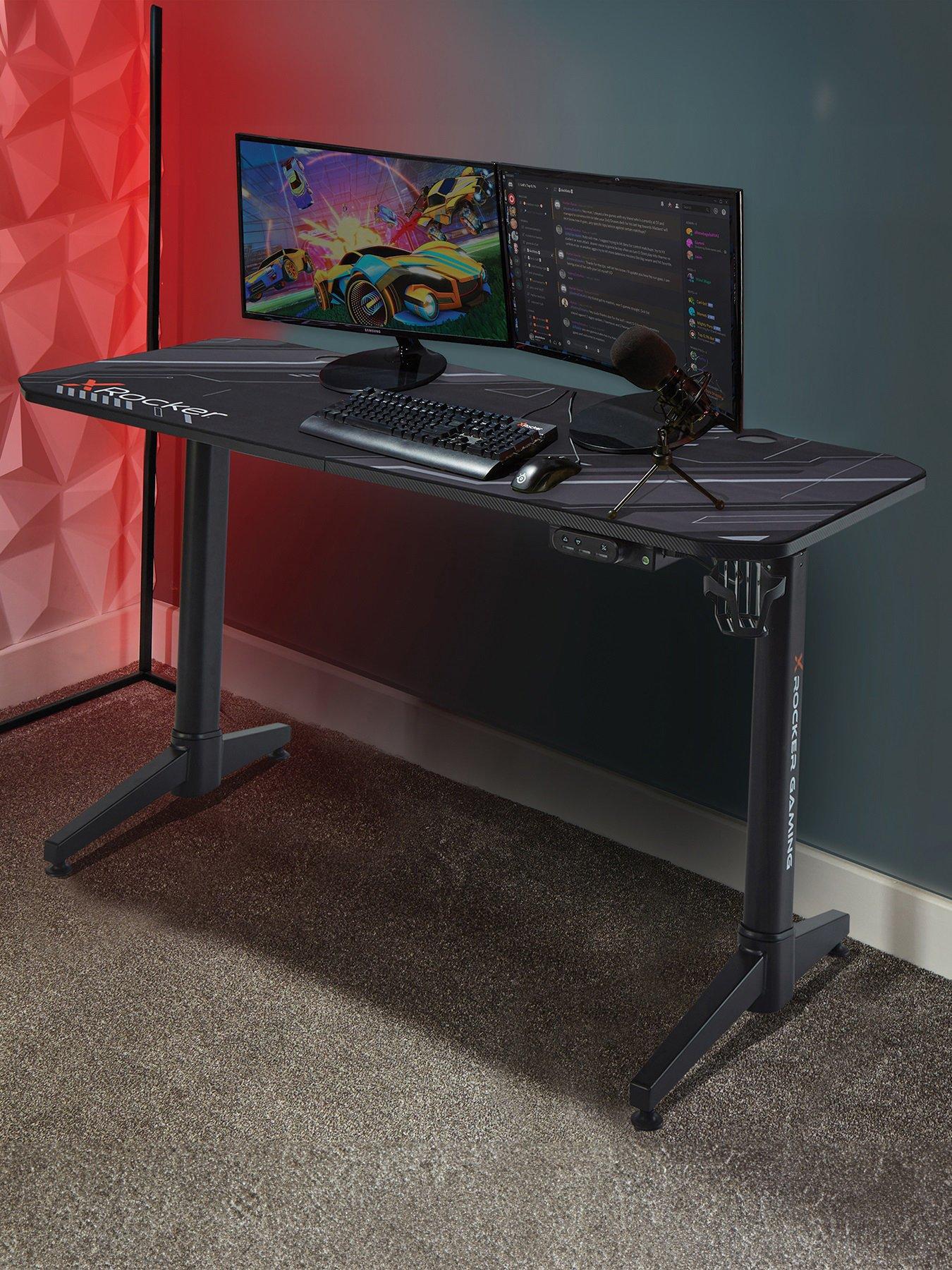 Gaming Desks  OCELOT Gaming Desk with Red/Blue Stickers & Mousepad