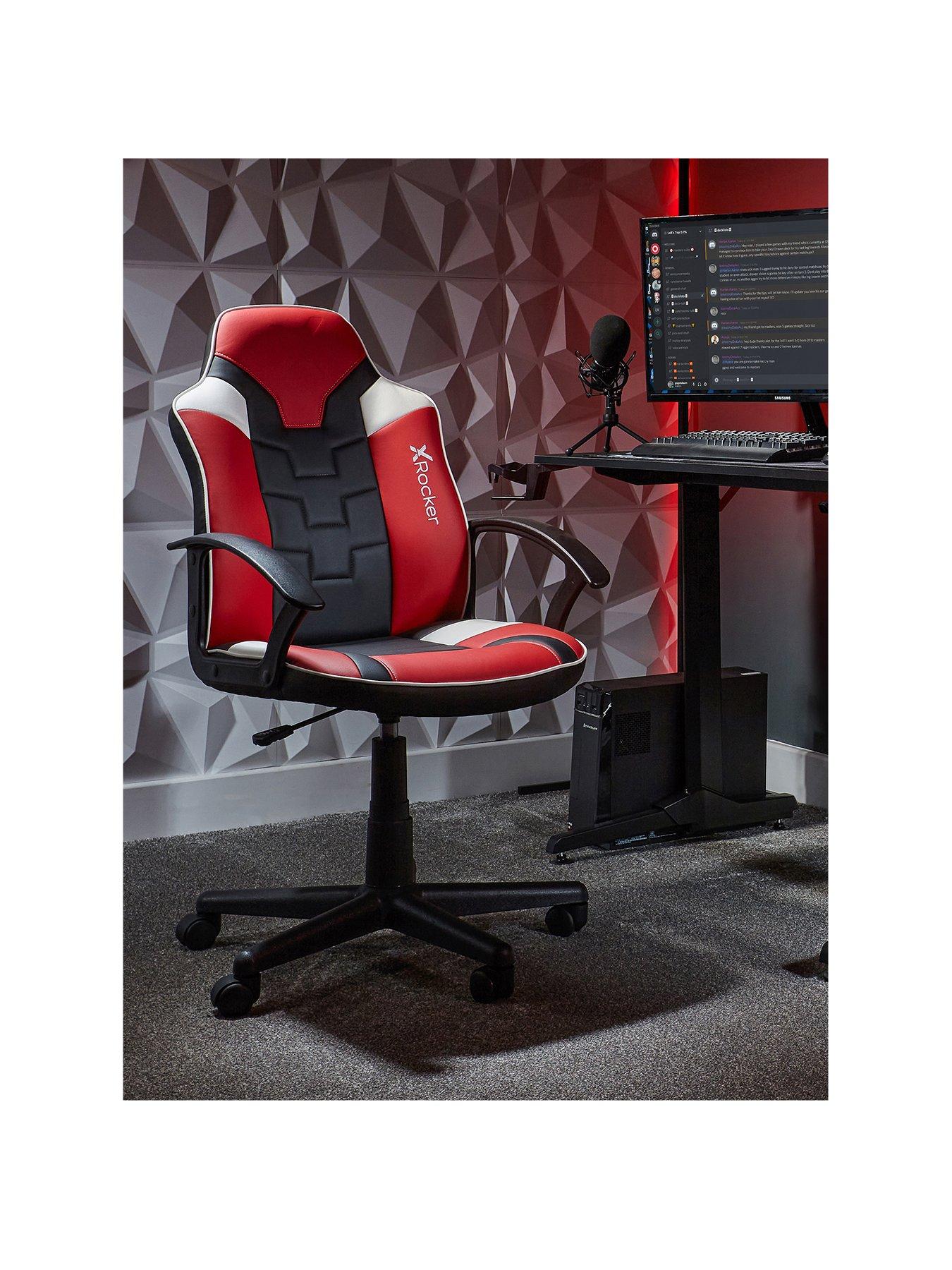 X Rocker Saturn Black Red Grey Mid Back Esport Gaming Chair