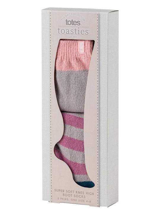 stillFront image of totes-knee-high-super-soft-welly-boot-socks-multi