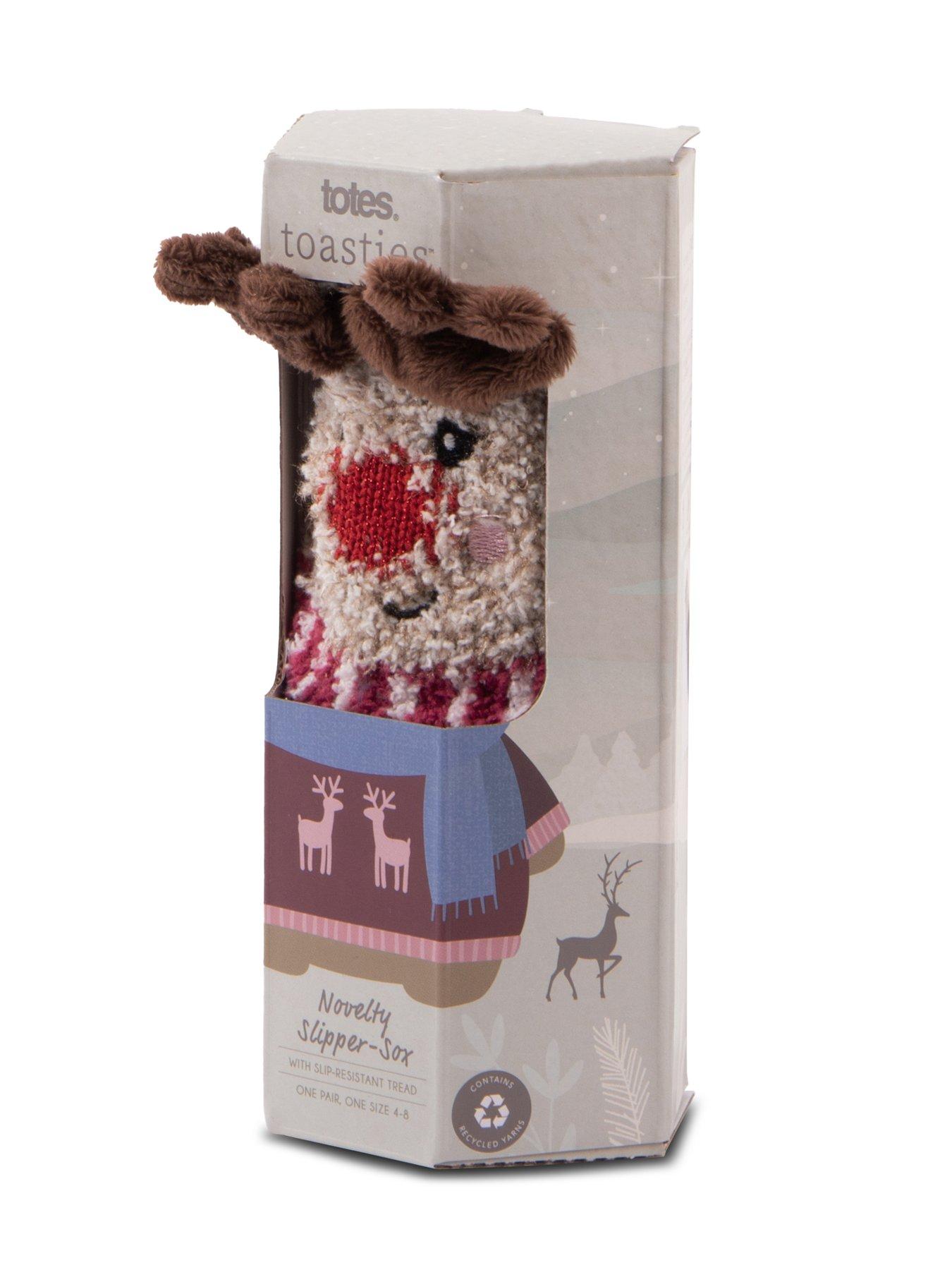  image of totes-novelty-super-soft-socks-reindeer-brown
