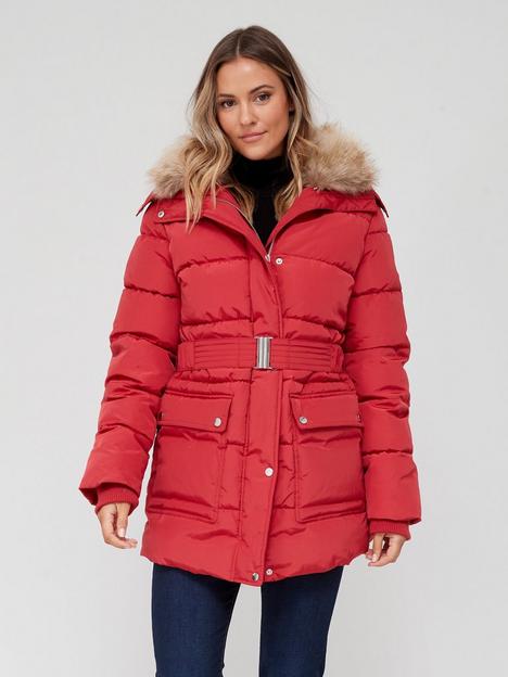fig-basil-fur-collar-belted-padded-coat-red