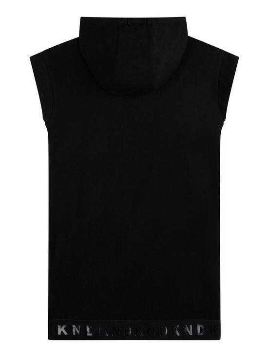 back image of dkny-girls-logo-hooded-dress-black
