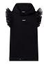  image of dkny-girls-frill-sleeve-hooded-dress-black