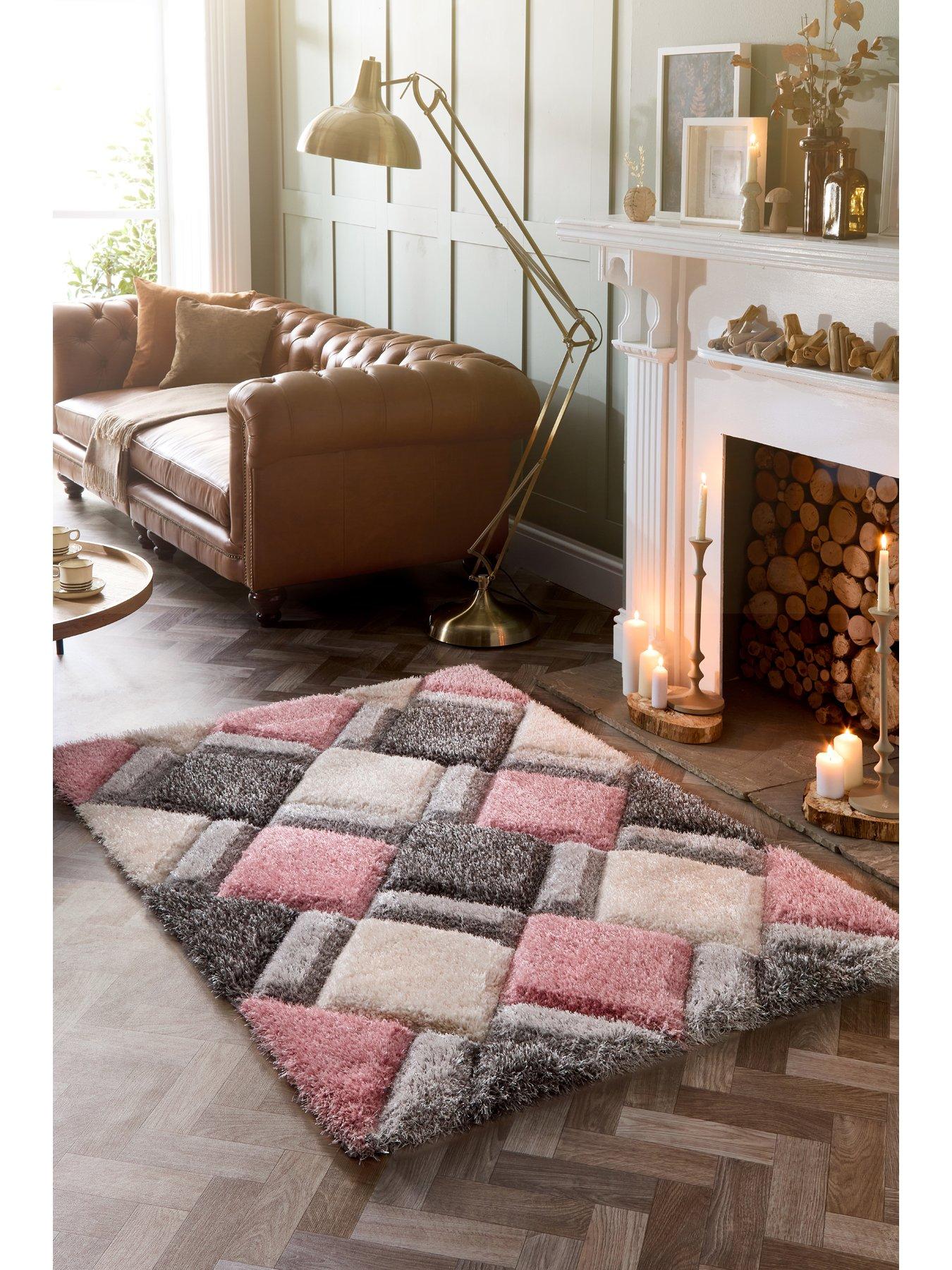 Image 1 of 4 of The Very Collection 3D&nbsp;Geo Shaggy Blush Rug