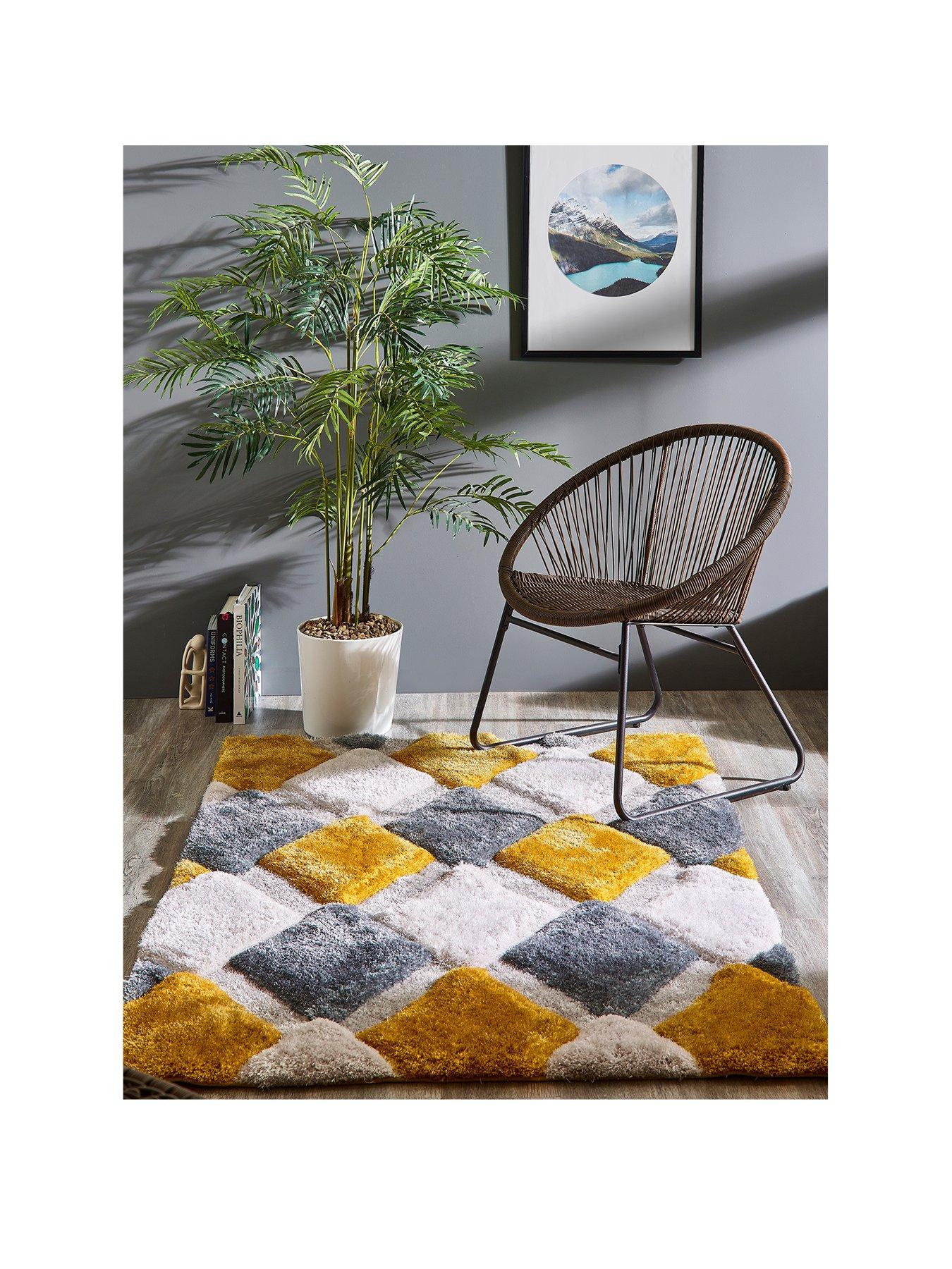 undefined 3D Geo Shaggy Ochre Rug
