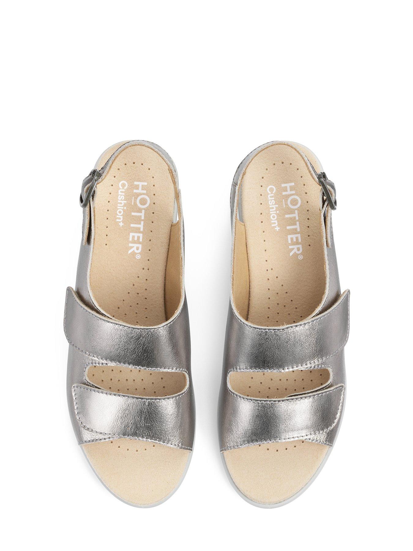  image of hotter-easy-ii-extra-wide-fit-wedge-sandals-pewter