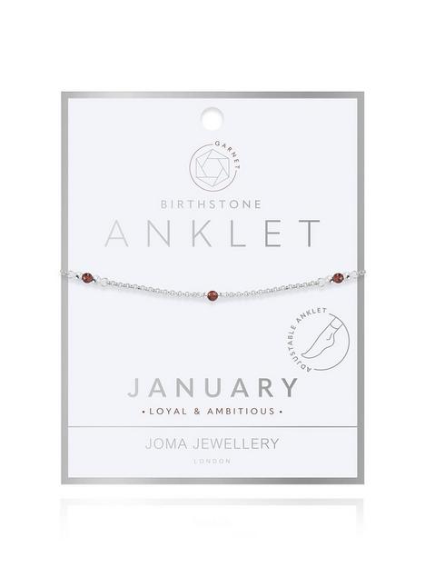 joma-jewellery-birthstone-single-anklet-garnet-silver