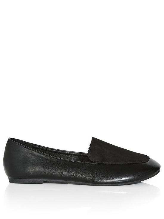 front image of evans-extra-wide-fit-denzel-flat-shoe-black