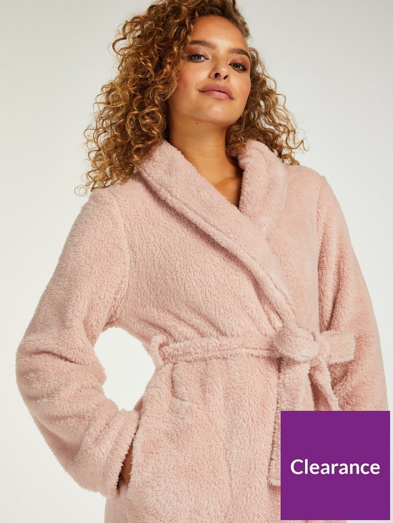 front image of hunkemoller-robe-long-snuggle-fleece-pinknbsp