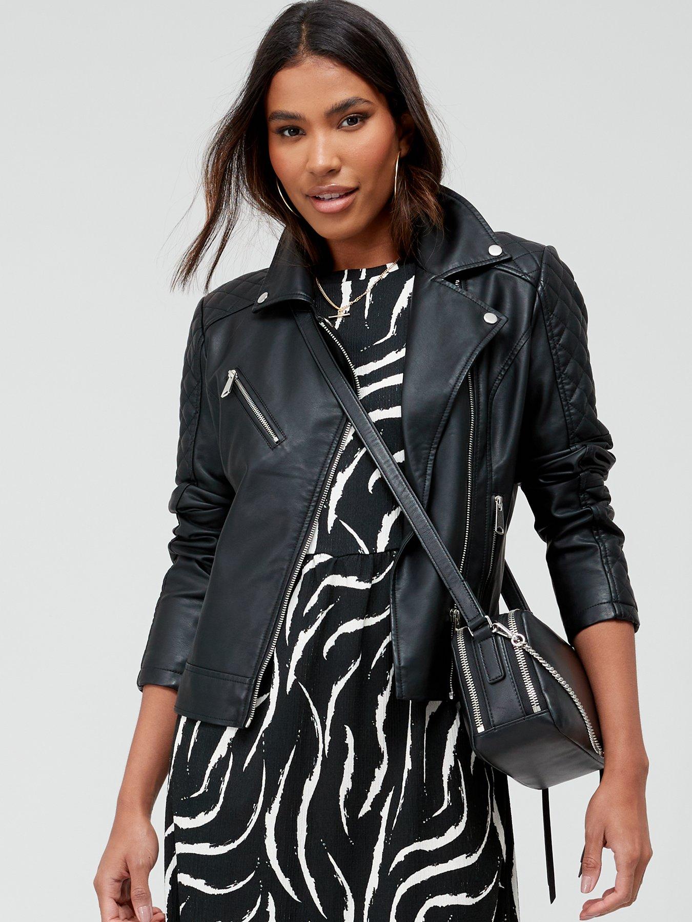 Everyday Faux Leather Biker Jacket Black littlewoods