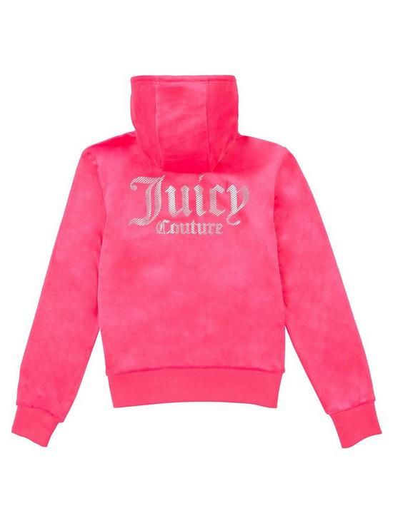 back image of juicy-couture-girls-velour-zip-through-hoodie-neon-pink