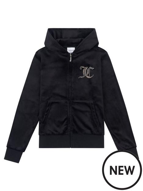 juicy-couture-girls-diamante-velour-zip-thru-hoodie-black