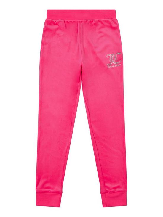front image of juicy-couture-girls-velour-slim-jogger-neon-pink