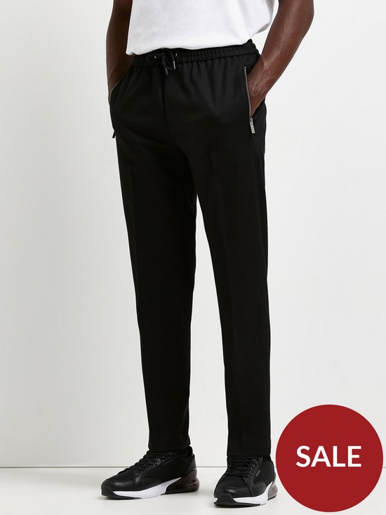 front image of river-island-rivver-island-twill-jogger-black