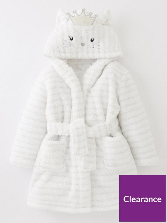 front image of mini-v-by-very-girls-cat-fleece-robe-white