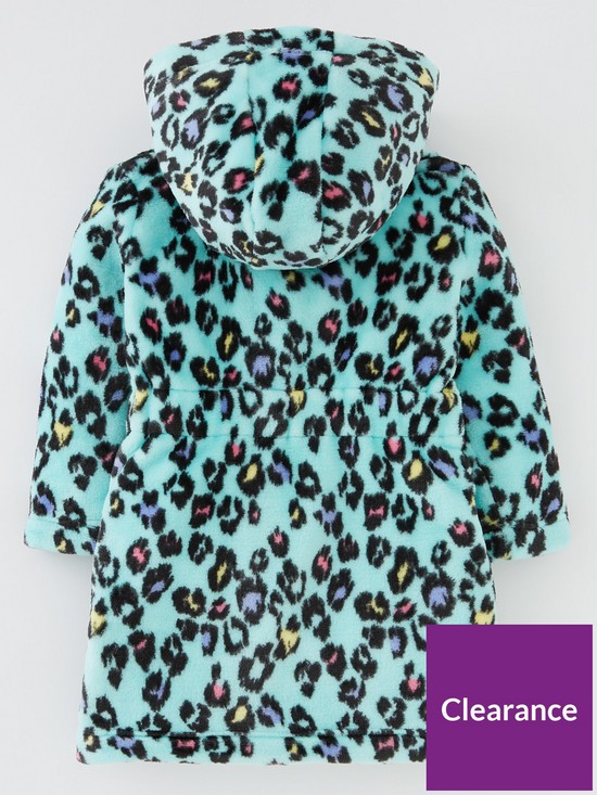 back image of everyday-girls-leopard-print-robe-aqua