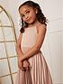  image of chi-chi-london-girls-pleated-satin-flower-girl-dress-champagne