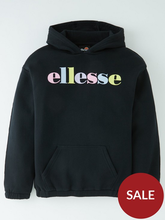 front image of ellesse-older-girls-revello-hoodie-black