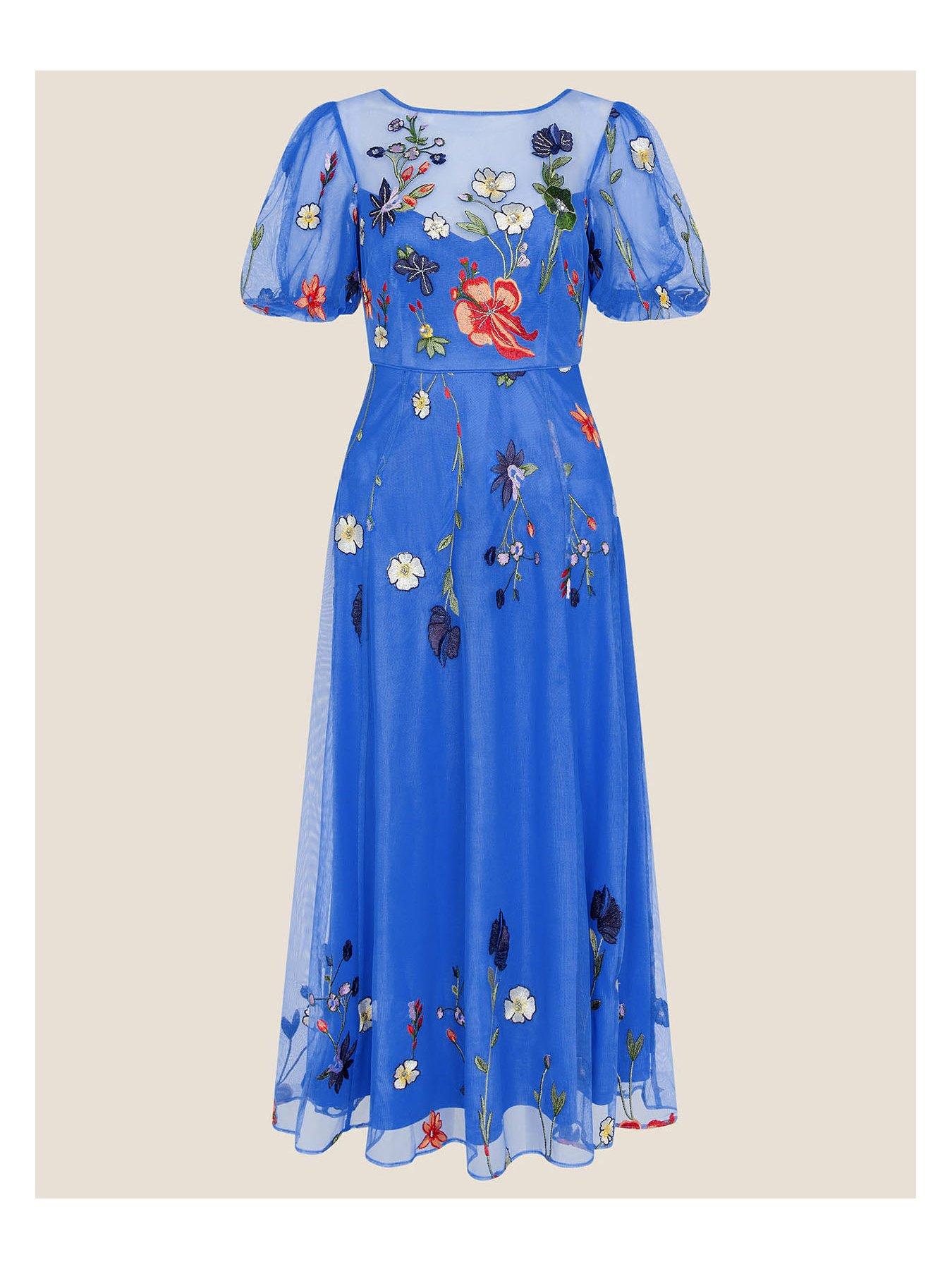 sachin and babi light blue dress asos design pleated high neck midi dress with embroidery