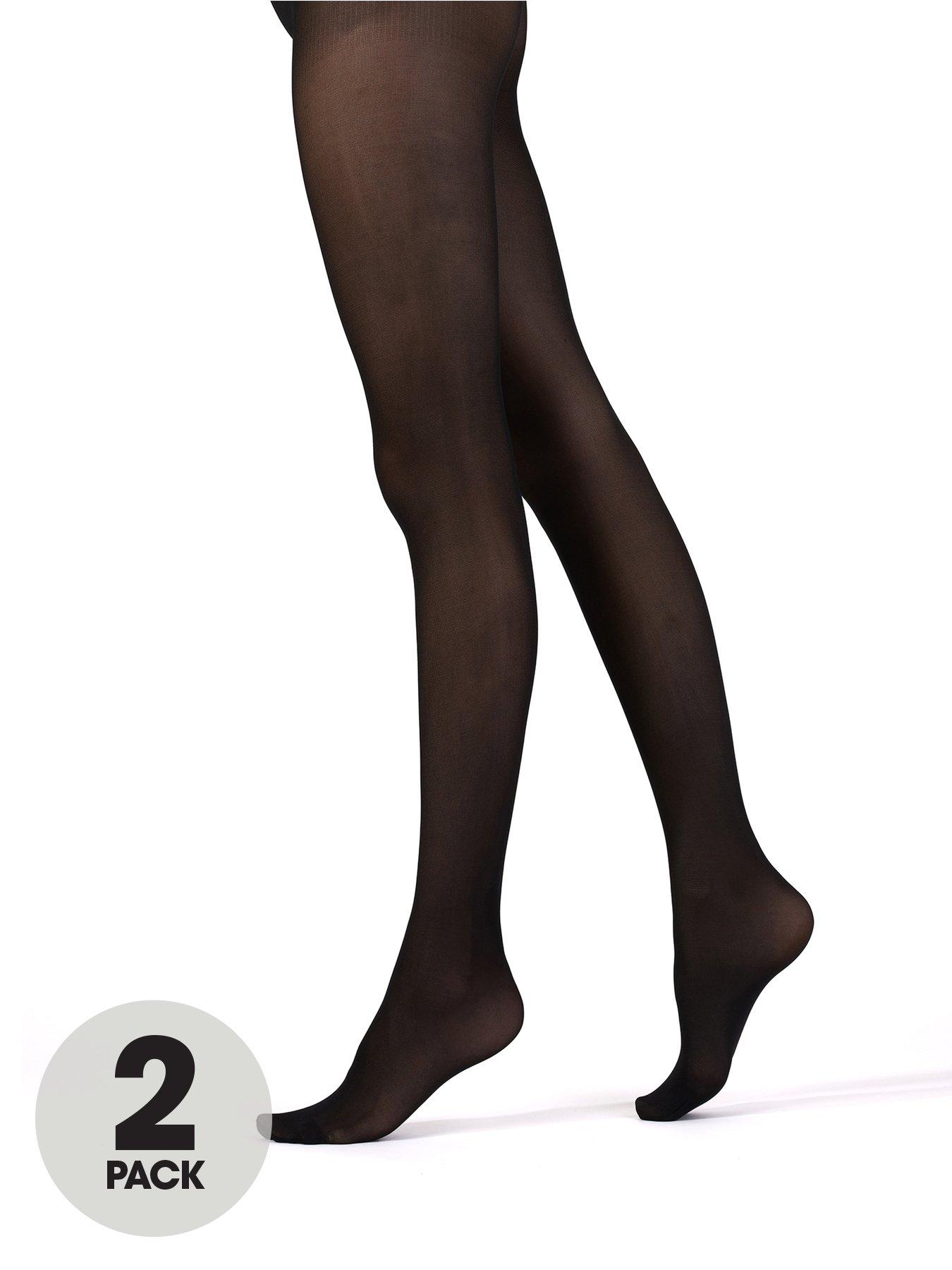 undefined 2 Pack 40 Denier Opaque Tights - Black
