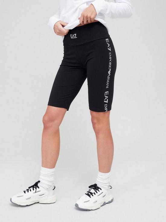 front image of ea7-emporio-armani-logo-cycling-short-black