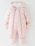  image of mini-v-by-very-baby-girl-floral-half-fleece-lined-snowsuit-pink
