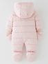  image of mini-v-by-very-baby-girl-floral-half-fleece-lined-snowsuit-pink