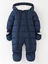  image of mini-v-by-very-baby-boy-half-fleece-lined-snowsuit-navy