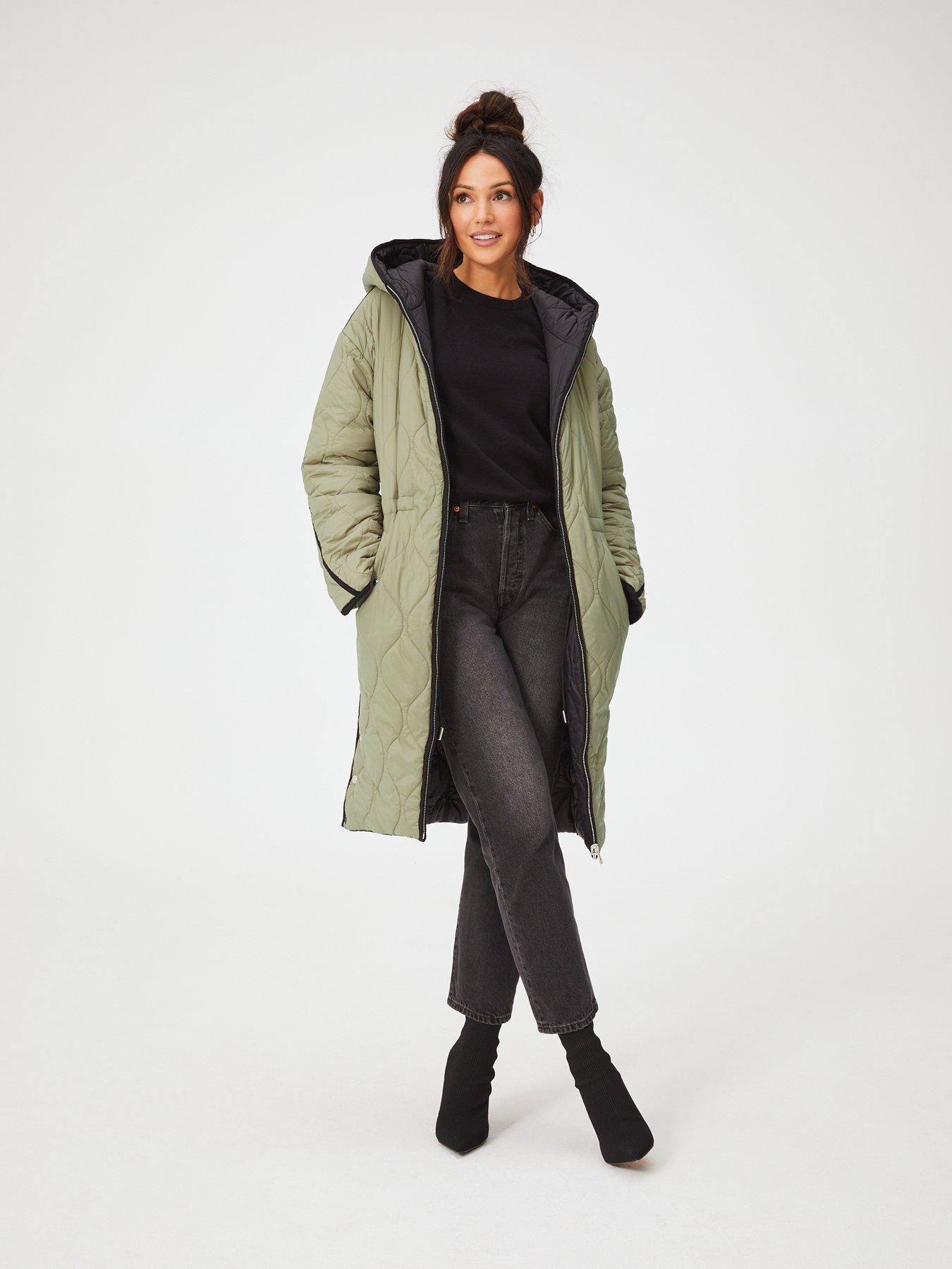 Michelle Keegan Longline Padded Coat (Grey) - Sizes 6, 10, 12 (see  description)