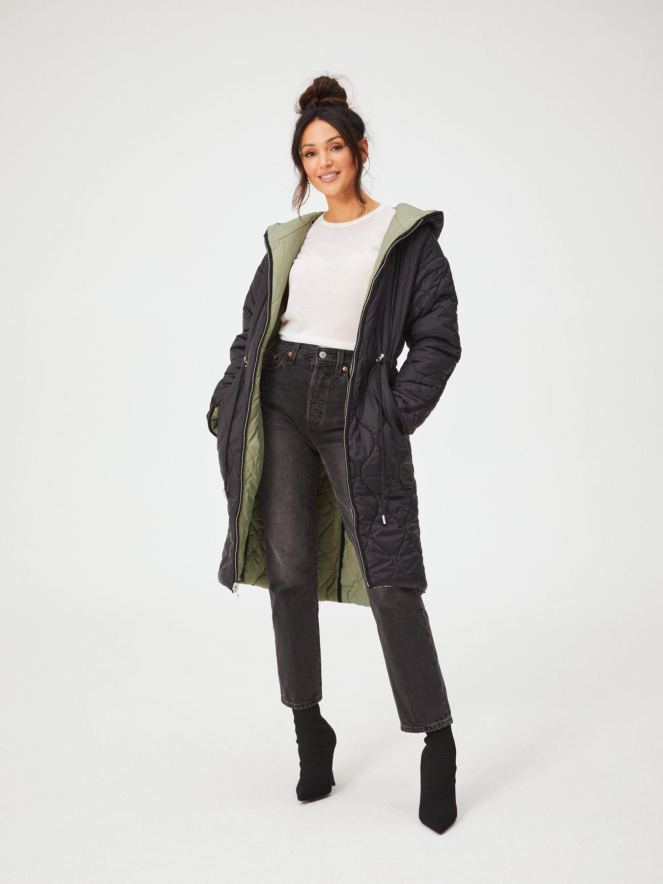 Michelle Keegan Longline Padded Coat (Grey) - Sizes 6, 10, 12 (see