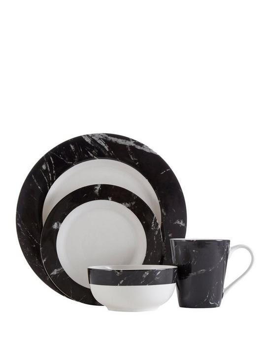 front image of premier-housewares-16-piece-black-amp-white-marble-dinner-set