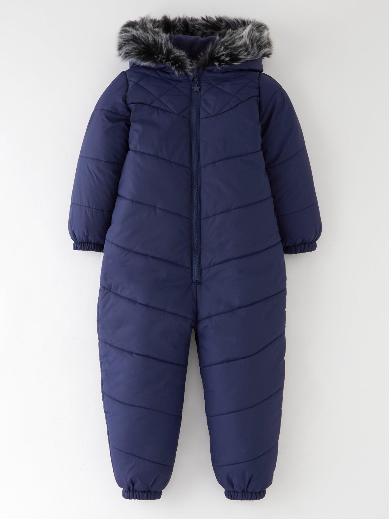  image of mini-v-by-very-boys-fauxnbspfur-trim-half-faux-fur-lined-snowsuit-navy