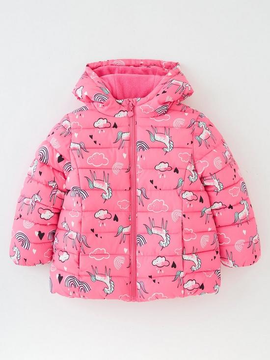 front image of everyday-girlsnbspfully-fleece-lined-padded-shower-resistantnbspcoat-pink
