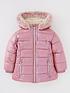  image of mini-v-by-very-girls-high-shine-half-faux-fur-lined-padded-jacket-pink