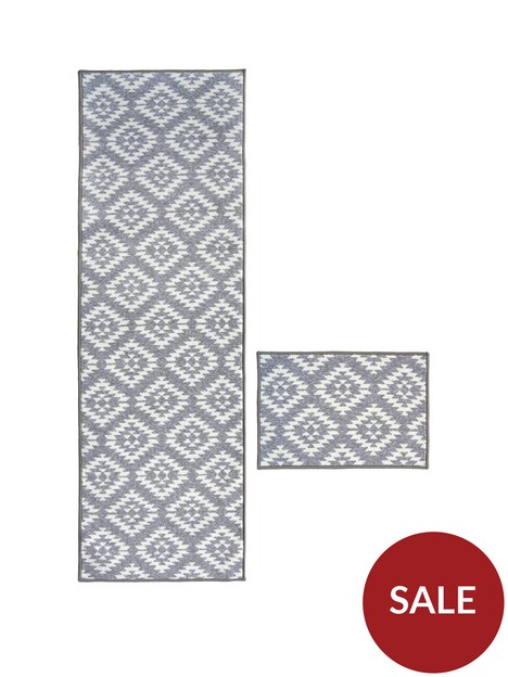 aztec-grey-diamond-runner-doormat-set-57x150