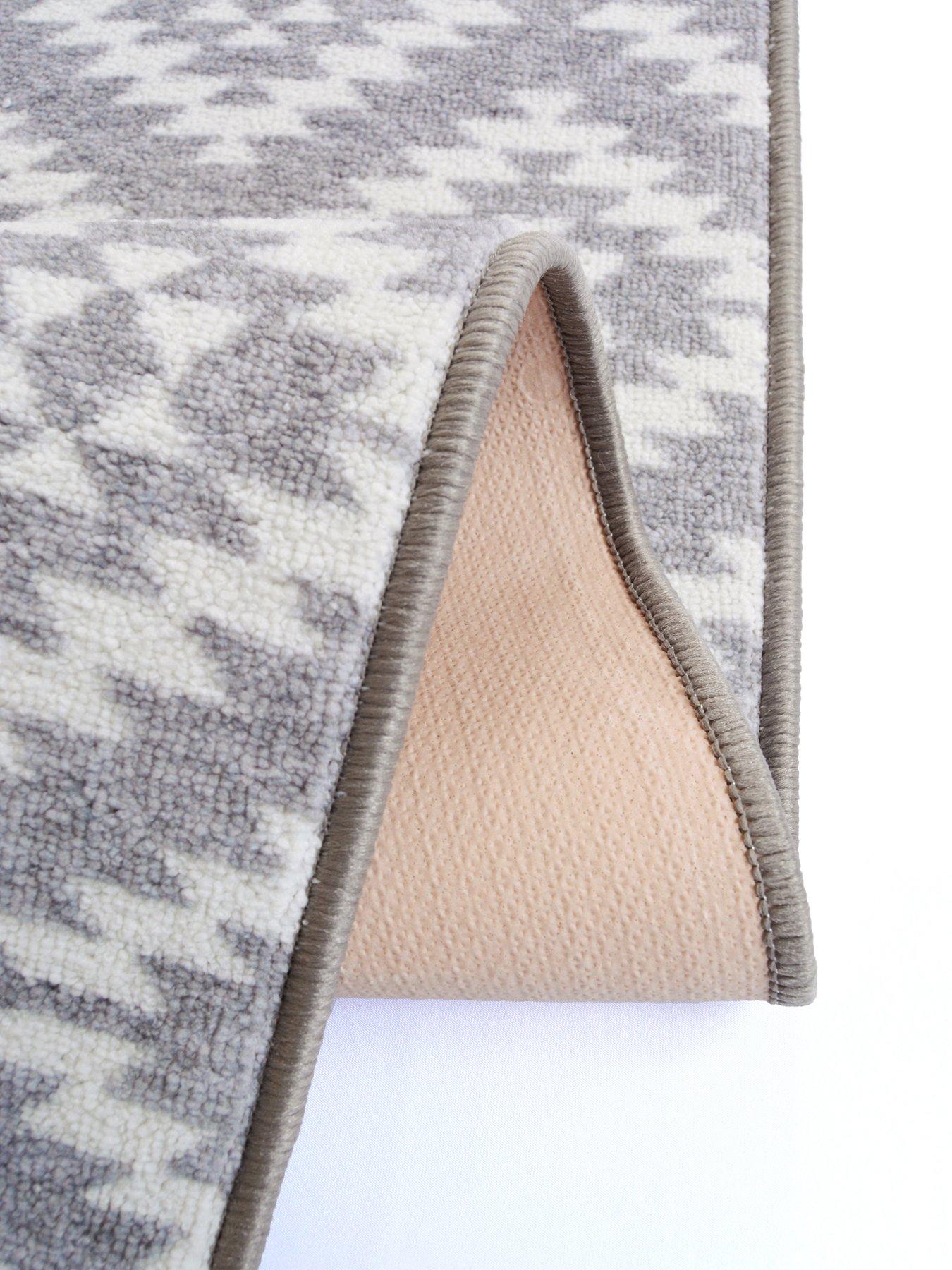  image of the-very-collection-aztec-grey-diamond-runner-amp-doormat-set