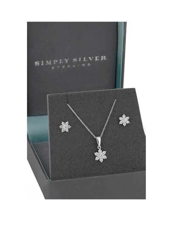 front image of simply-silver-gift-boxed-sterling-silver-925-flower-jewellery-set
