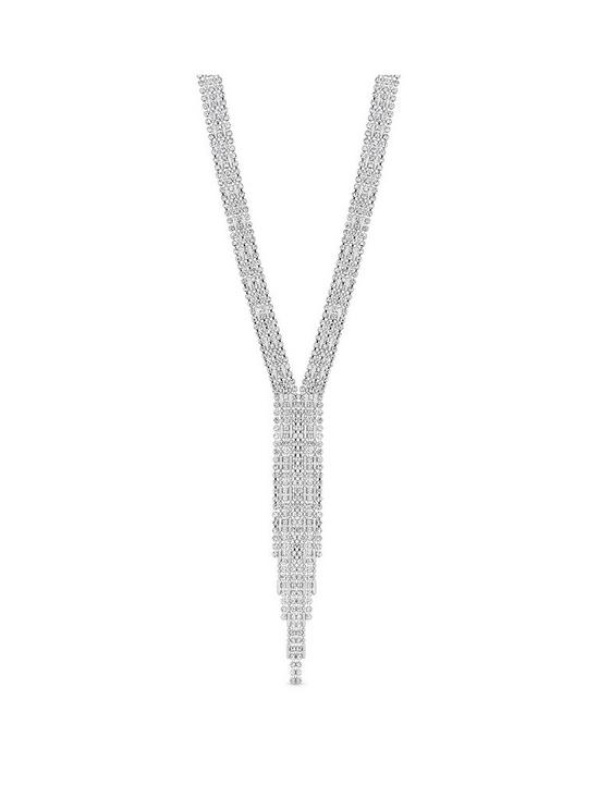 front image of mood-silver-crystal-bullet-chain-dia-lariat-necklace