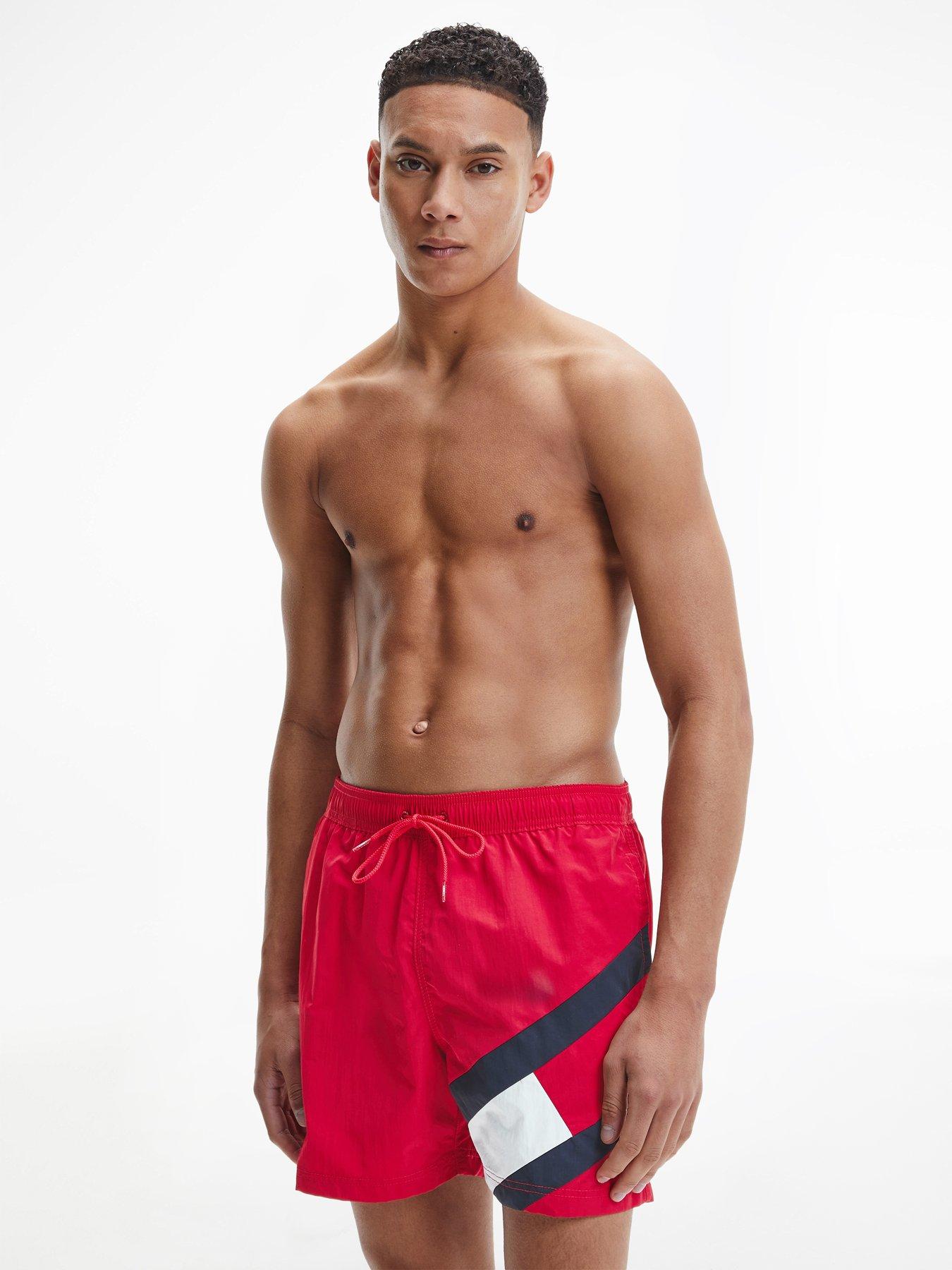 tommy-hilfiger-solid-flag-swim-shorts-red