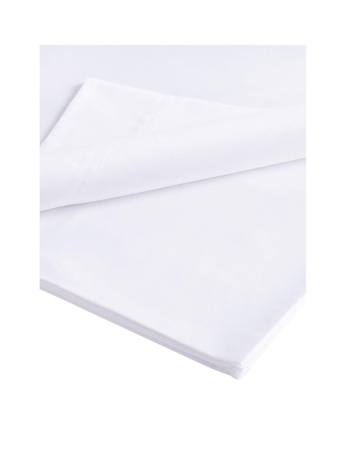 undefined Luxury 800 Thread 100% Cotton Sateen Flat Sheet - White