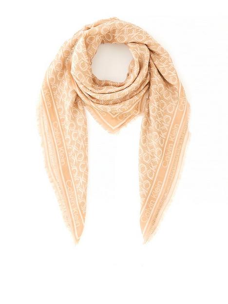 calvin-klein-monogram-jacquard-scarf--beige