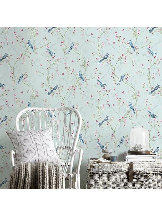 front image of superfresco-easy-songbird-duck-egg-wallpaper