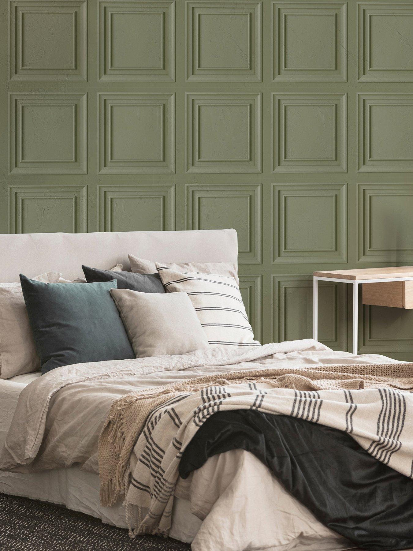 Fresco Wood Panel Sage Green Wallpaper