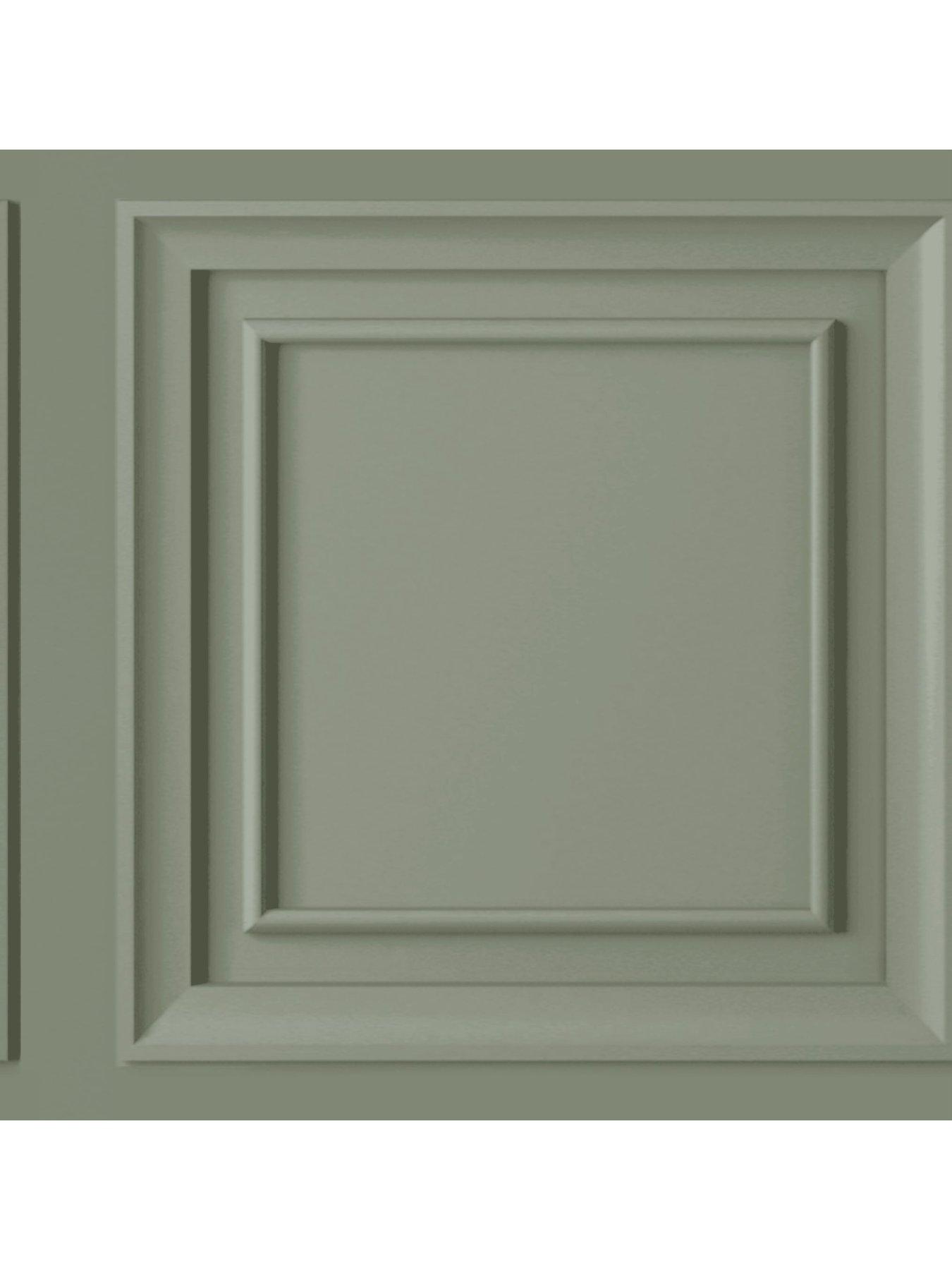 Image 4 of 4 of Fresco Wood Panel Sage Green Wallpaper