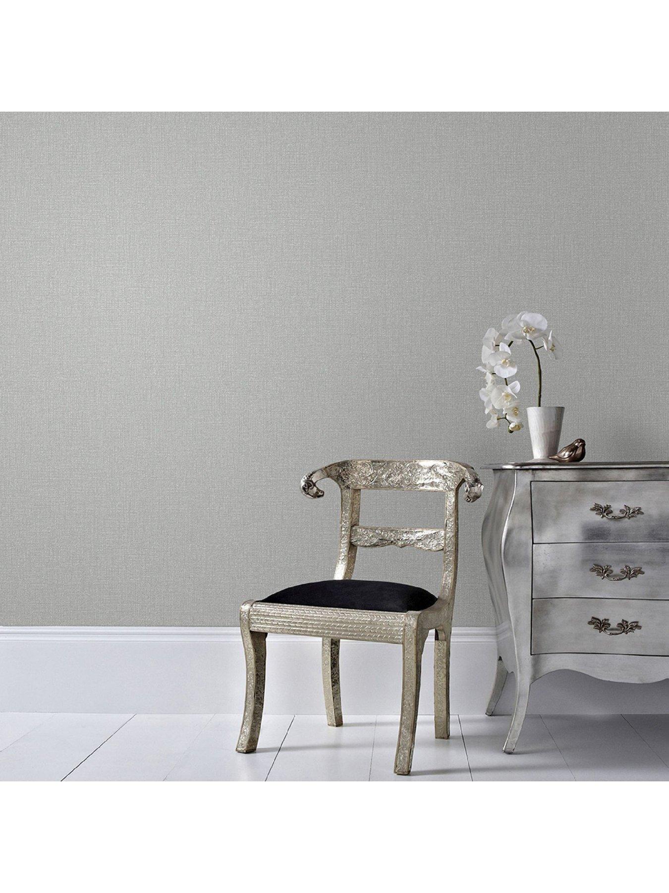 undefined Chenille Grey/Silver Wallpaper