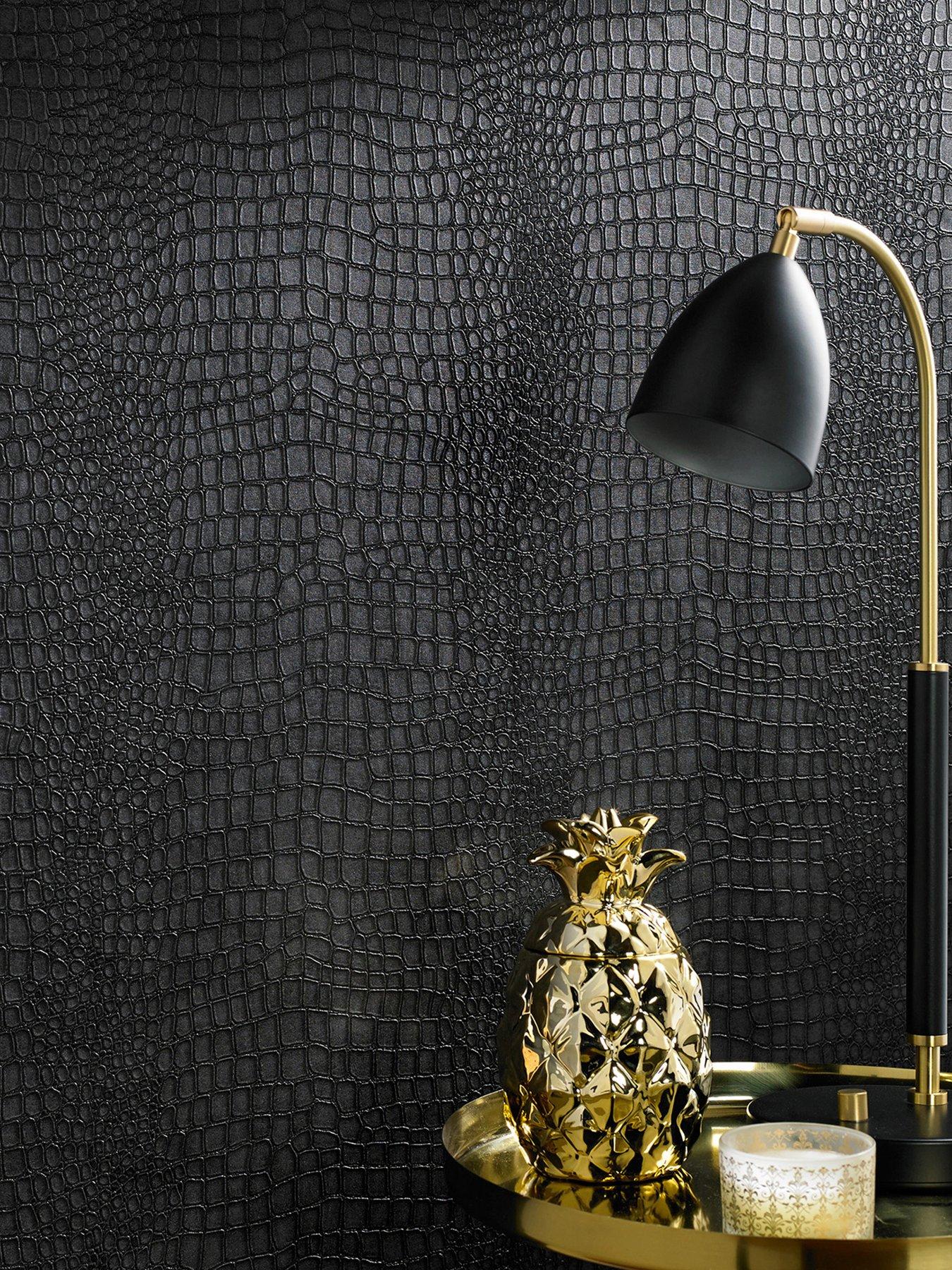 Superfresco Easy Crocodile Skin Wallpaper in Black